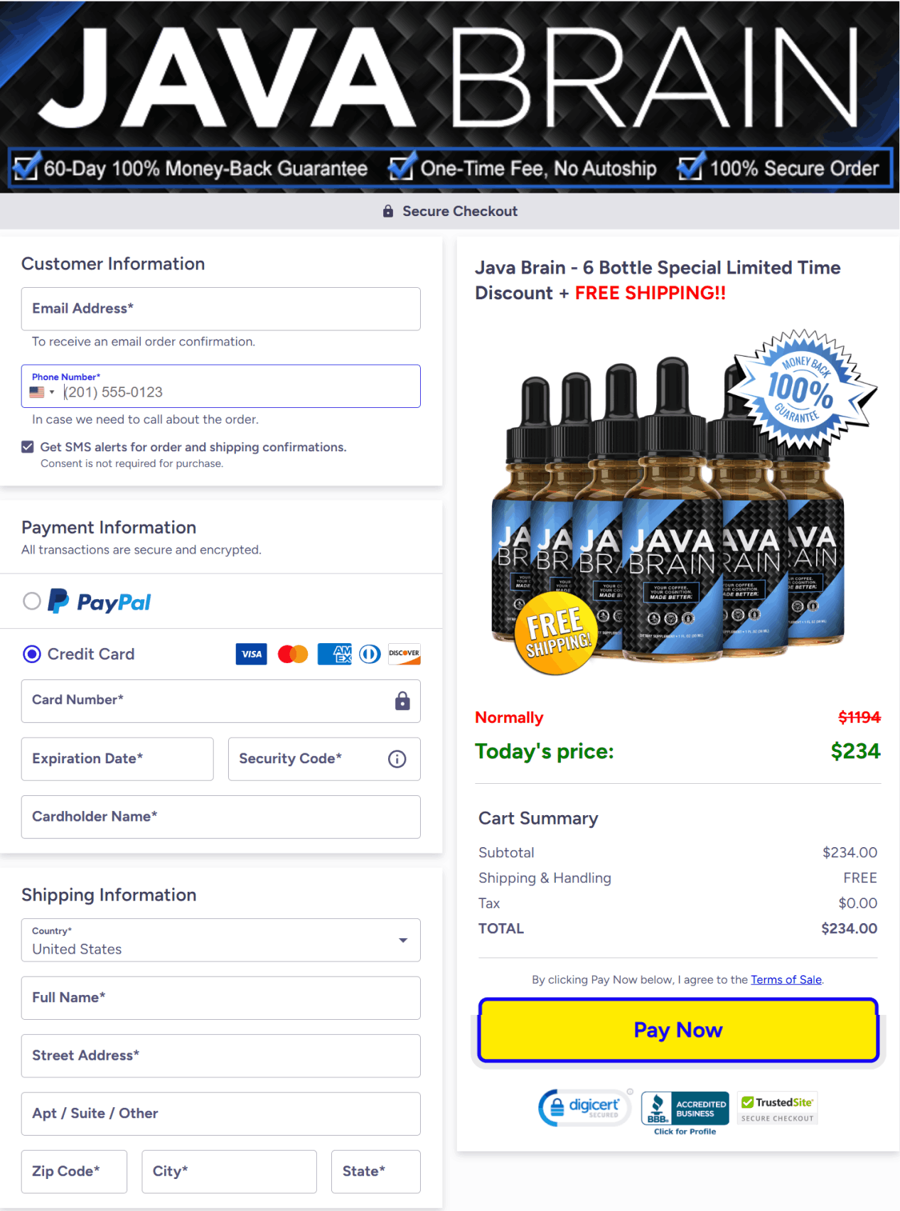 java brain secure checkout